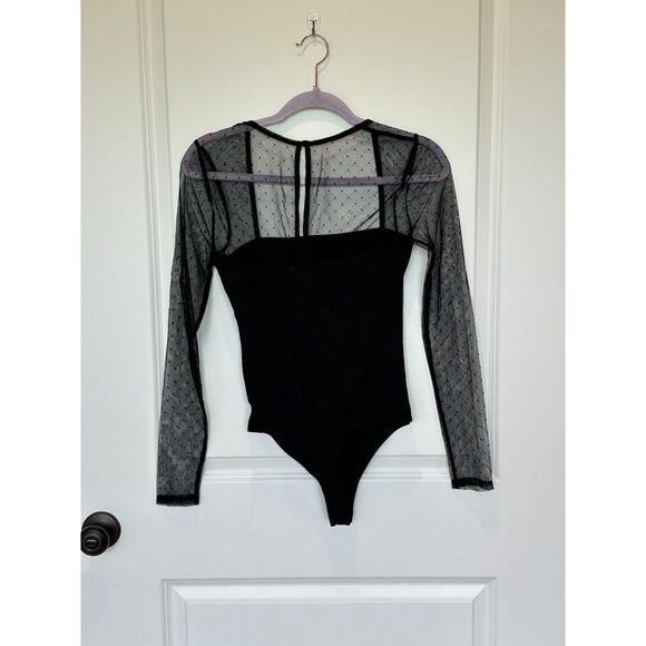 NWT Lovers and Friends Elisabetta Bodysuit Swiss Dot Black Size Small - Picture 1 of 10